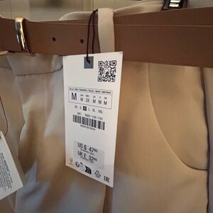 NWT Zara Soft-tailoring Belted Pants Sz M